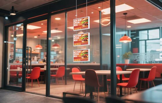 21.5 inch Eenzijdig hangend vensterbeeldscherm 2000cd/M2 Helderheid Full Hd Digital Signage LCD