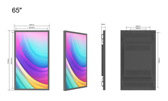 65 Inch 2500 nits Hoge Helderheid Buiten LCD Scherm Voor Bedrijven Weerbestendig IP65 serie onderhoudsvrij