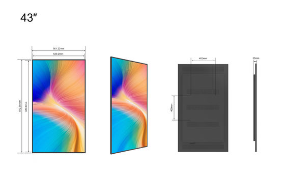 43 inch 2500cd/M2 Ultra-dunne LCD-schermen met raam