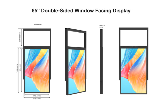 65 inch Hoge Helderheid Dubbelzijdig LCD-scherm 2500nits Zonlicht leesbaar